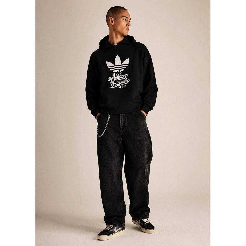 adidas Originals 1949 Trefoil Hoodie Black White Men's XL Pullover